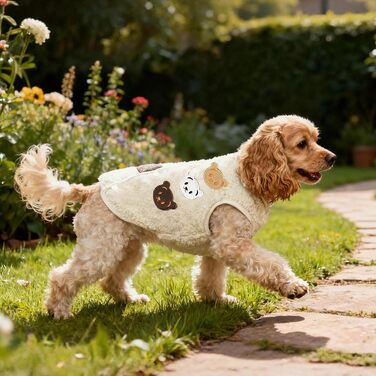 Теплий флісовий жилет для собак маленьких порід (5-8 кг), розмір M, білий/opulenter Garten