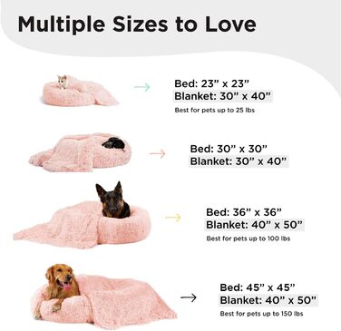 Ліжко для котів і собак Best Friends by Sheri Original Calming Shag Donut з покривалом, бавовна, рожеве, розмір L, 91,4x91,4 см