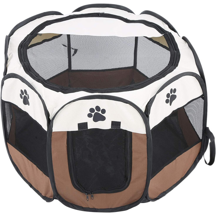 Ігровий вольєр для тварин Garosa, розкладний вольєр для собак/котів/кроликів, сітчаста конструкція, намет для ігор (колір кава)