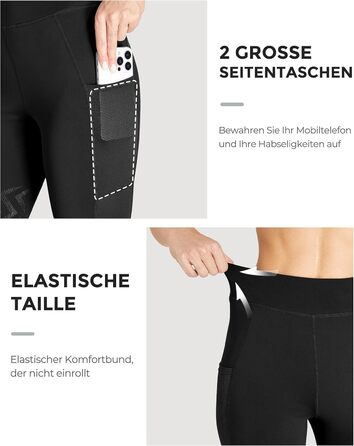 Спортивні штани для верхової їзди FitsT4 для жінок та дівчаток. Легінси для верхової їзди з силіконовими накладками на колінах, з боковими кишенями, дихаючі та еластичні. Ідеально підходять для верхової школи та їзди на велосипеді навесні/влітку. Чорний к