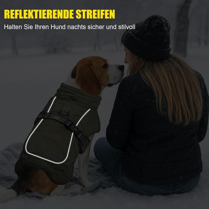 Зимовий одяг для собак FeimaX: теплий, вітронепроникний зимовий одяг для середніх та великих собак. Відображаючий, регульований жилет для тварин з кільцем D (зелений, 6XL)