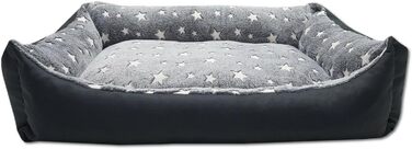 Ліжко для собак Odolplusz з двостороннім подушкою 100x70 см | Зручне собаче ліжко | Подушка з гіпоалергенного поліуретану (Сірий - Зірки)