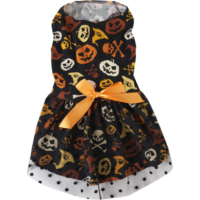 Костюм для собак на Хелловін: чорний череп з тюлевою спідницею, розмір L