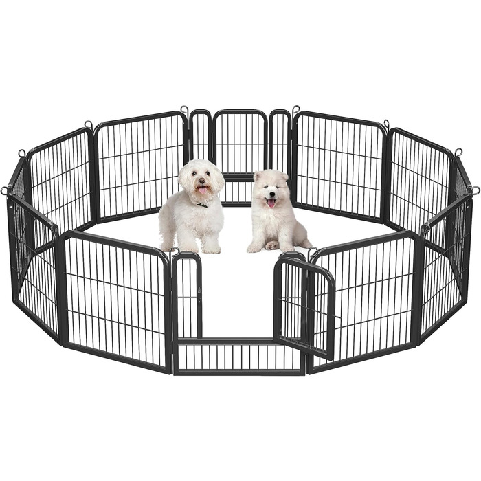 Клітка для цуценят Yaheetech, 12 секцій, 63 см, з 2 дверцятами, автоматичним замком, гнучка та складна, для дому та саду