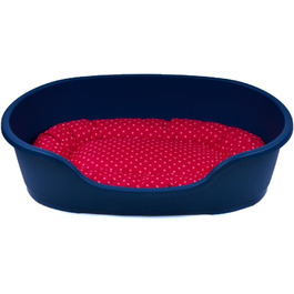 Корзина для собак Adena, 71 x 48 см, блакитна + подушка з принтами, 71 x 48 x 22 см