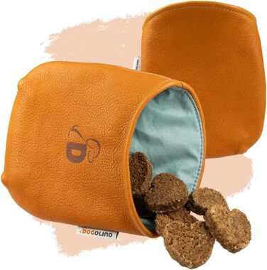Сумка для ласощів Dogolino® для собак з шкіри - сумка для тренувань - захисна сумка для одягу - сумка для перекусів під час прогулянок (Помаранчево-коричневий, Basic)