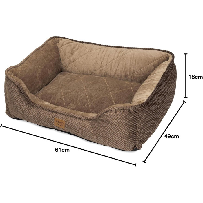 Крісло-ліжко для собак IB Style Milo, коричневе, 61 x 49 x 23 см, знімний чохол