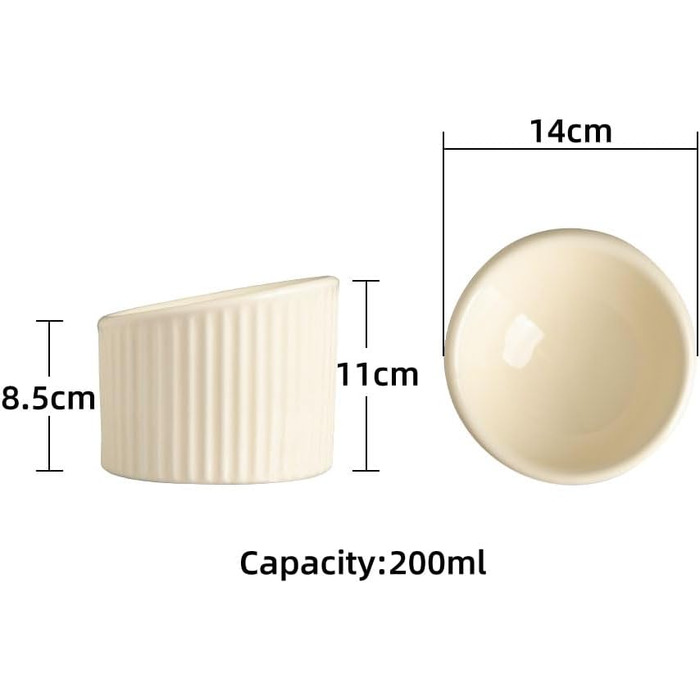 Підвищена годівниця для котів Sweejar з кераміки, нахилена, 350 мл, бежева. Захист хребта, запобігання згортанню та нудоті. Без стресу.