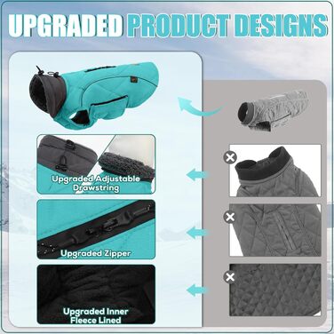 Зимовий теплий пуховик для собак EMUST, флісова підкладка, тепла куртка для собак маленьких, середніх та великих порід, одяг для собак у холодну погоду, XXXL, колір: Нью-Туркіс