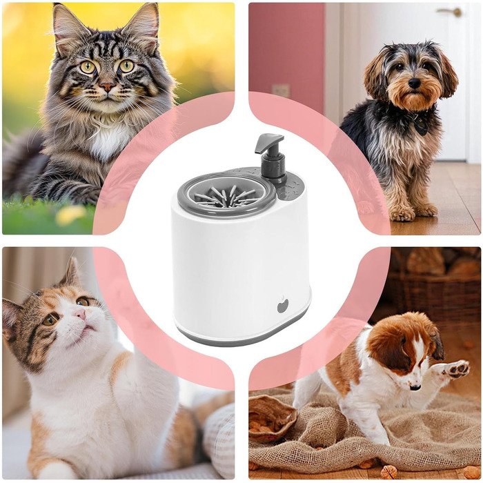 Автоматичний мийка лап для собак | Масажер лап | Мийка лап з м'якими щітками та мильним резервуаром | Для цуценят, котів, прогулянок