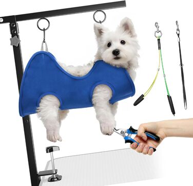 Підставка для грумінгу тварин з металу WZBHCZLJ зі складним дизайном та розслаблюючою гамаком. Стійка до корозії, нержавіюча сталь