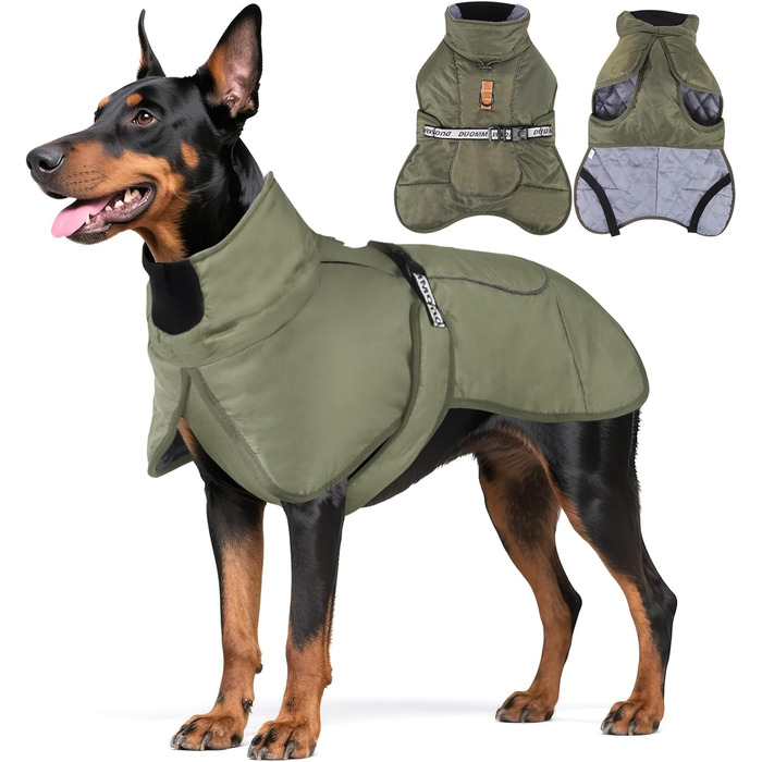 Водонепроникний зимовий одяг для собак, теплий зимовий одяг для собак, куртка для собак, теплий зимовий одяг для собак з D-Ring (Зелений, 4XL)