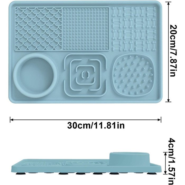 Килимок для собак та котів з силікону з присосками, антипригарний, для ласощів та розваг (Блакитний)