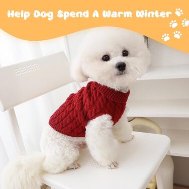 Теплий пуловер для собак маленьких порід (білий + червоний, 2 шт., M)