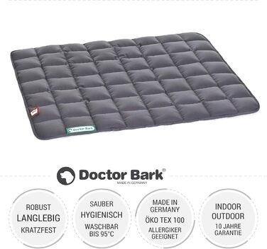 М'яка якісна лежанка для собак Doctor Bark, розмір M, 80x70 см, сіра, для середніх собак, міцна, для дому та вулиці, витримує прання до 95°C
