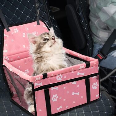 Транспортна переноска для собак у авто - підвищення для собак з кишенькою для зберігання - автокрісло для цуценят, складане, аксесуари для подорожей з домашніми тваринами для довгих поїздок, Percor Rosa UN