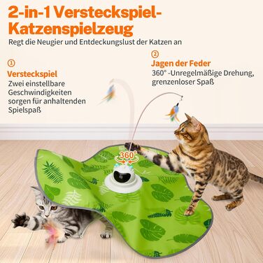 Інтерактивна іграшка для котів Toozey з 3 знімними пір'ями, електрична іграшка з автоматичним висуванням пір'я та USB-зарядкою, іграшка для самостійних ігор для котів будь-якого віку, блакитна (зелене трикутника)