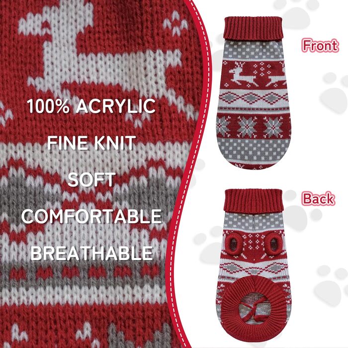 В'язаний собачий светр з коміром-стійкою, теплий та м'який, для відпочинку, котів та собак, зимовий одяг для собак, м'який в'язаний светр з новорічним оленем, розмір L 14