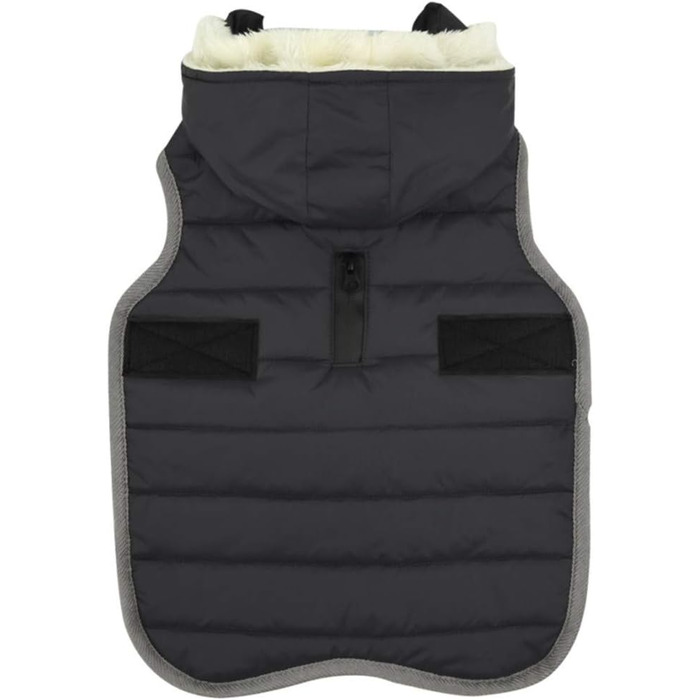 Теплий зимовий одяг для собак - куртка з капюшоном, в клітинку, темно-сіра, розмір M (45-55 см)