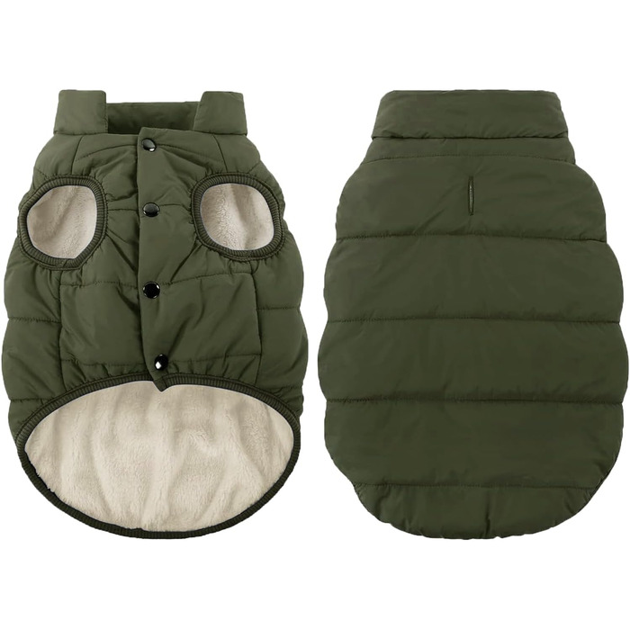 Зимовий теплий водонепроникний одяг для собак ASENKU: флісова куртка для малих порід (М, оливковий)