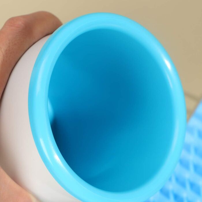 Масажер для миття лап тварин FRCOLOR USB, силікон, блакитно-білий, для собак, 16.4x10.4x2.3 см