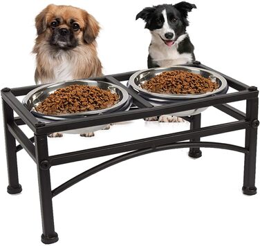 Підвищена годівниця для собак Funkeen з подвійними мисками з нержавіючої сталі, для середніх собак, об'єм 1 кварту