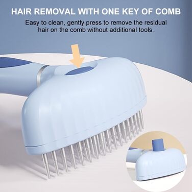 Щітка для собак, гребінець для догляду за шерстю, дворядний інструмент для видалення ковтунів та спутаного волосся з антиковзною ручкою, білий колір