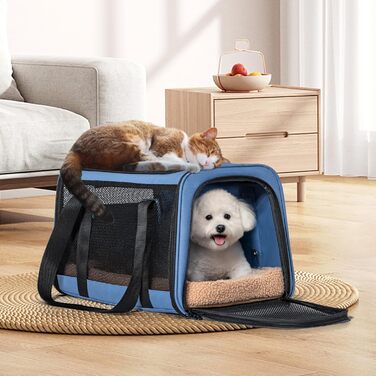 Переносна переноска для котів та маленьких собак Petsfit, блакитна, 48 x 30.5 x 30.5 см