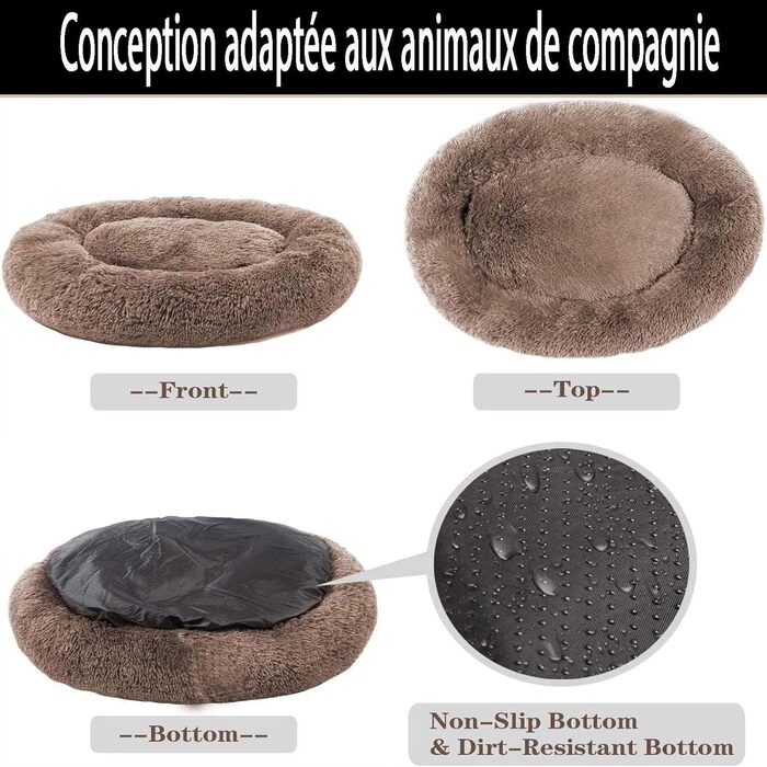 Ортопедичне ліжко для собак XXL: зручне диван-софа для великих собак (лабрадорів) з м'якою оксамитовою оббивкою, овальне, з ефектом пам'яті, антистрес, коричневе, миється