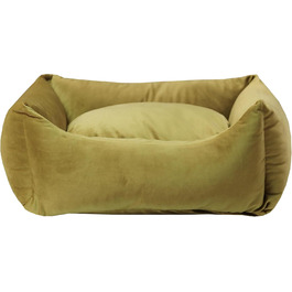 М'яке миється лежанка для собак та котів з блискавкою – Лежанка з тканини велюр – Зручна та легко чиститься – 2 розміри (M, жовтий)