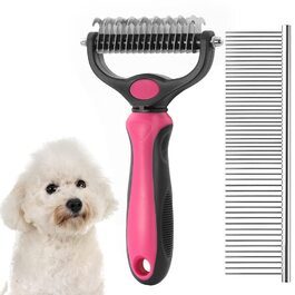 Набір для догляду за шерстю собак: щітка-пучок, інструмент для видалення підшерстя Pet Pro, гребінець, набір для грумінгу, видалення ковтунів та шерсті (рожевий)