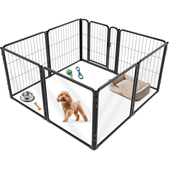 Клітка-палатка для собак FXW Pawadise, 61 см, 8 панелей (4 акрил + 4 метал), чорна, розширювана
