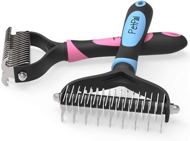 Щітка для підшерстка собак та котів - преміум якість, для догляду за шерстю, полегшує линьку, масажна, видаляє підшерсток та ковтуни, ідеальна для тварин та коней, 72мм, блакитна