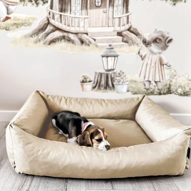 Водонепроникне ліжко для собак 4L Textil Koko, великі породи, корзина, знімний та пральний чохол, 80x60 см, бежеве