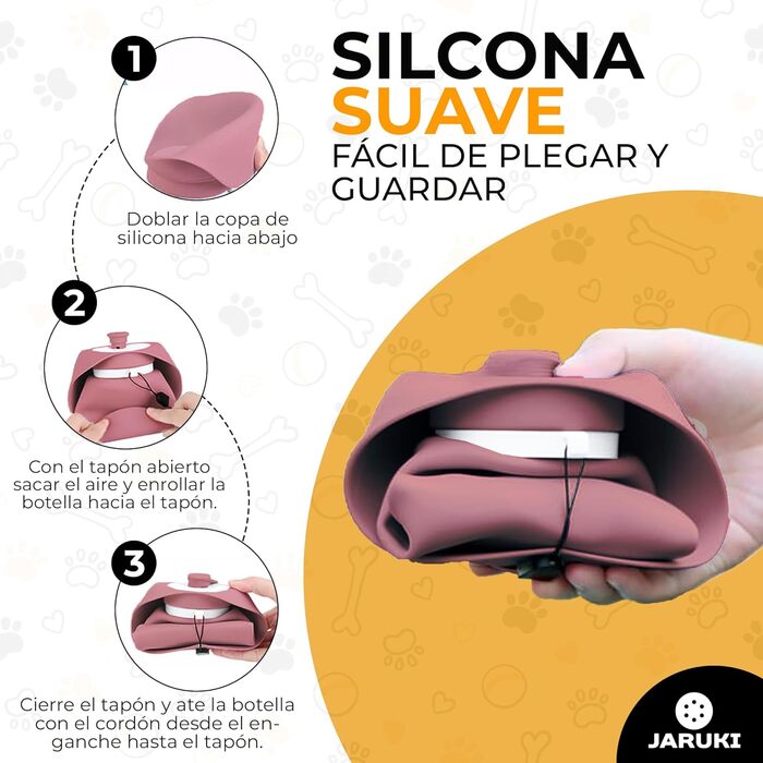 Складаний миска-поїльник для собак JARUKI, 550 мл, рожевий, BPA-free