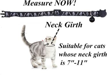 Нашийник для котів та маленьких собак BoomBone Totenkopf з дзвіночком, 2 шт., чорно-білий, нейлон, розмір 17.8-27.9 см