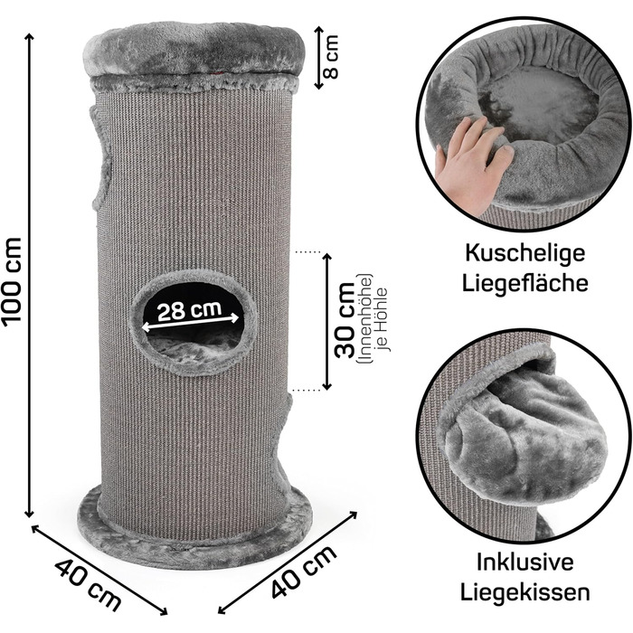 Котячий будиночок та когтеточка Olivia - антрацит, 40x40x100 см