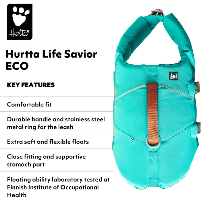 Спасальний жилет для собак Hurtta Life Savior ECO, Peacock, 10-15 кг