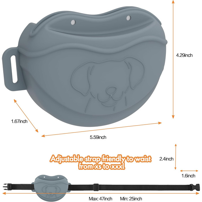 Сумка для ласощів для собак AWINNER – преміум силікон, 4 потужні магніти, регульований поясний ремінь – ідеально для дресирування цуценят та прогулянок