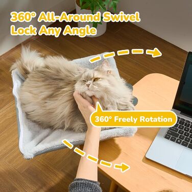 Підвісне ліжко для котів CATISM 360° - зручне котяче ліжко-гамак, сіре, 36x38 см, до 20 кг