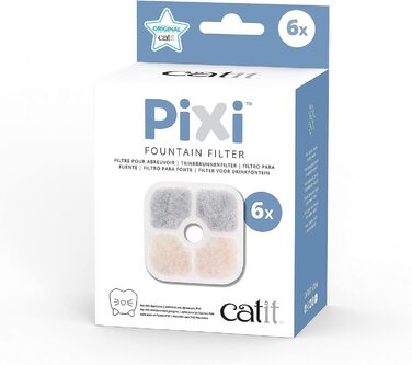 Автоматичний питний фонтан Catit Pixi для котів, 2,5 л, білий + фільтри Catit Pixi для фонтану, 6 шт, білий