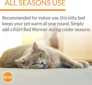 Обігріте котяче ліжко K&H Amazin Kitty Pad для дому, сіра миюча мат для котів, ловить шерсть і пил, 38,1x50,8 см