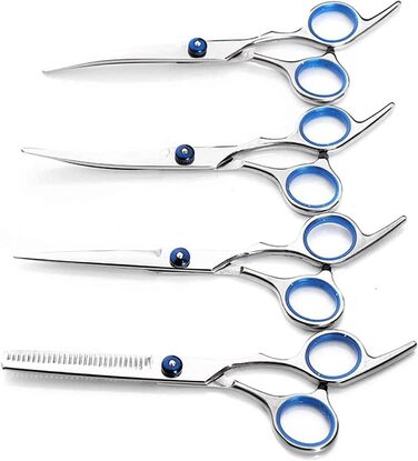Набір професійних ножиць для грумінгу тварин 4 в 1 (набір ножиць для собак, котів) – нержавіюча сталь