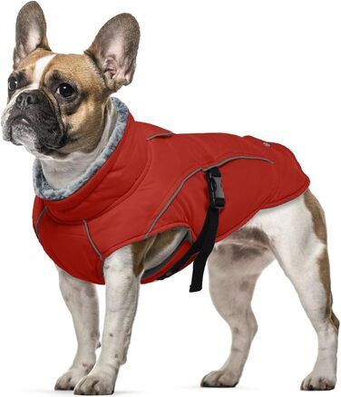 Водонепроникний зимовий теплий одяг для собак - куртка, жилет для чихуахуа, французького бульдога (Червоний, S)