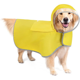 Жовтий дощовик для собак XXL з відбиваючими елементами та капюшоном