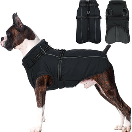 Лелепет - Водонепроникний зимовий теплий одяг для собак, флісова куртка з інтегрованим шлейкою, XL X-Large, чорний