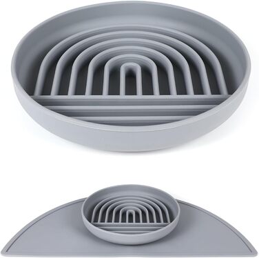 Силіконова миска для собак Slow Food, проти блювоти, не ковзає, сірого кольору