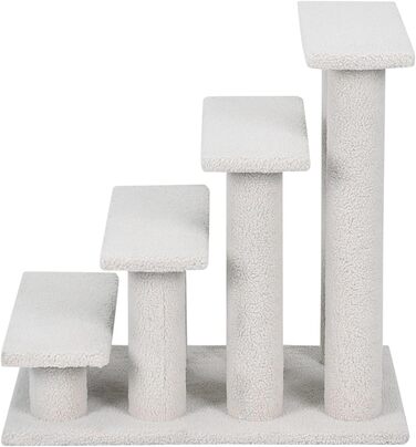 Котяча та собача драбинка COSTWAY, 4 сходинки, до 25 кг, 61x41x60 см, з ДСП і штучного флісу, бежевого кольору – сходи для тварин, ігровий комплекс