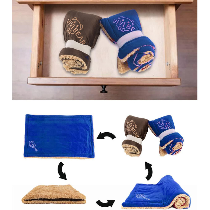 Килимок для собак, ліжко для великих собак Comfy - миючий, плюшевий, стильний, 110x70 см, блакитний