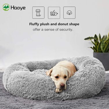 Кругле ліжко для собак та котів, ліжко-гніздо для домашніх тварин, кошик для собак, що можна прати, сірий колір, діаметр 60 см, 120 см